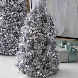 New Salzburg Creations Holiday Diamond Christmas Tree silver Winter 14" $225